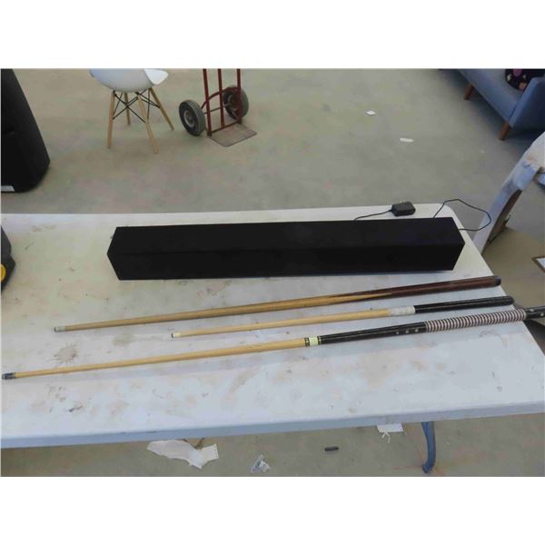 3 Pool Cues , Sylvania Tower Stereo System 
