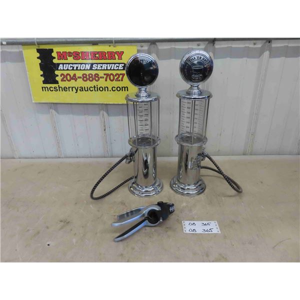 2 Gas Pump Liquor Dispensers 19'' Tall , Cork Screw 