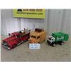 Image 1 : Metal Fire Engine 14'' x 6'' x 6'' , Metal Flower Power Truck, Tonka Recycler 