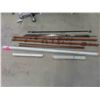 Image 1 : Curtain Rods Longest is 78'' Includes 4 Wood, 3 Blinds 81'' , 26'' , 25'' Wide ,