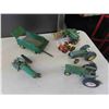 Image 1 : 3 John Deere Metal Tractors , 2 Implements - 2 Tractors Have Damage, See