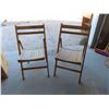 Image 1 : 2 Wood Fold Up Deck Chairs 