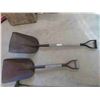 Image 3 : Yard Tools : 2 Scoop Shovels , Axe , 2 Wood Canes 
