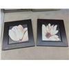 Image 2 : 3 Framed Flower Pictures 10'' x 10'' , 2 Wall Art Slogans 12'' x 12'' 