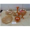 Image 1 : 9pcs Carnival Glass: Vase, Serving Plates, Plus 