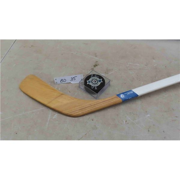 Winnipeg Jets Evander Kane Autographed Stick and Puck 