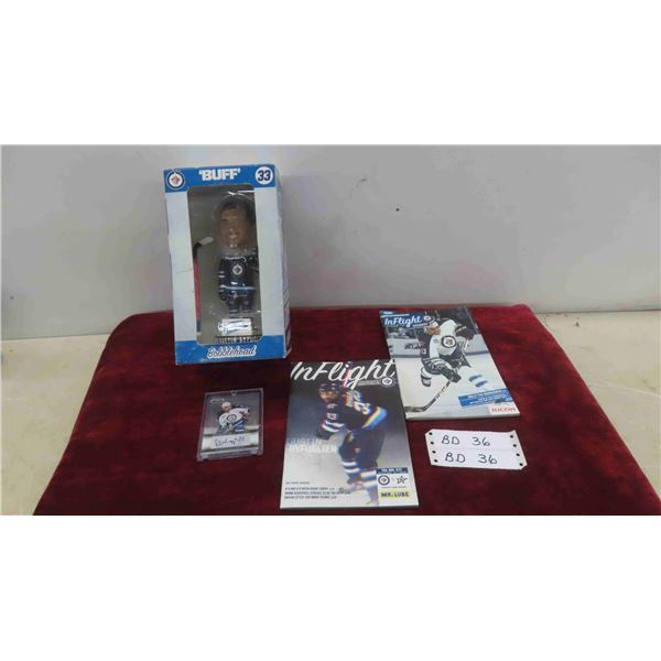 Winnipeg Jets Dustin Byfuglien Bobblehead, Autographed Card, 2 Programs 