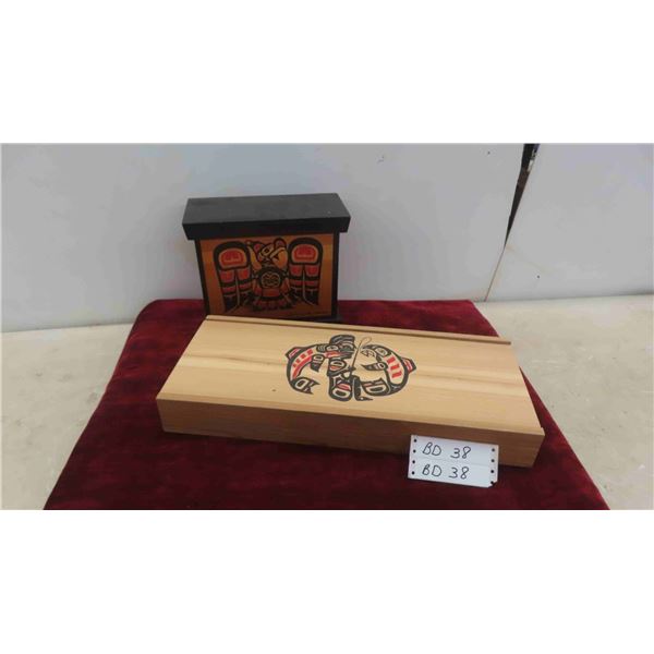 First Nations Haida Box By Clarence Mills 8.5'' Tall x 10'' Wide , Cedaar Fish 