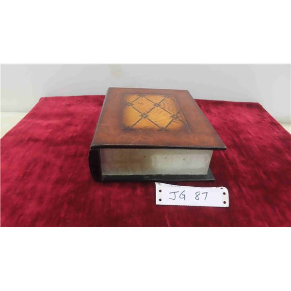 Wooden Hinged Box That Looks Like a Book 8'' x 10'' x 2.75'' 