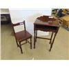 Image 1 : Walnut Telephone Stand 30'' x 19'' x 30'' with Chair 