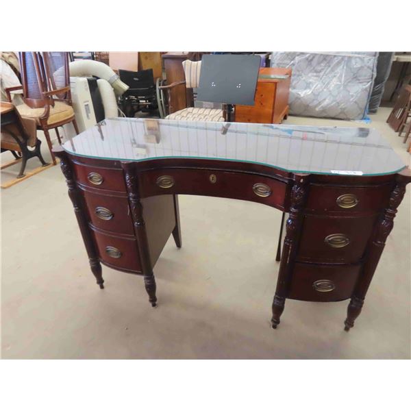Desk with 7 Drawers + Glass Top Protection 30 1/2'' x 48'' x 19'' 