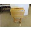 Image 1 : Set of 4 Wood TV Tables with Rack Stand 