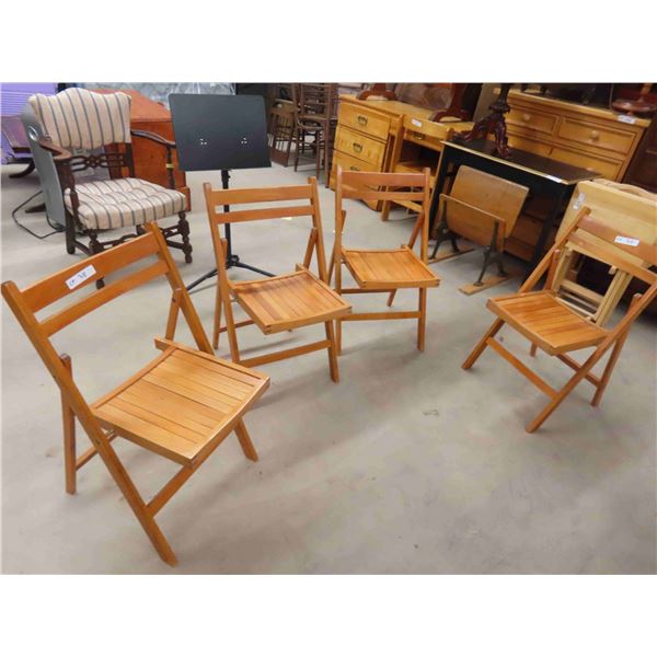 4 Folding Wood Chairs 