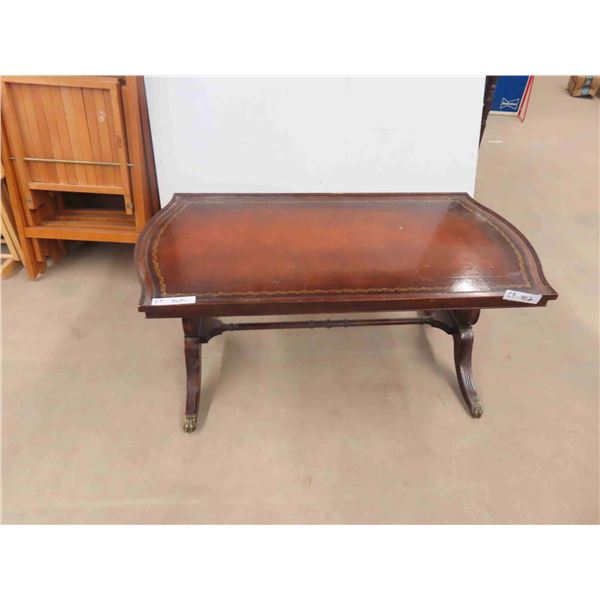 Duncan Phyfe Coffee Table with Leather Inlay 