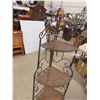 Image 3 : Wrought Iron Corner What Not Shelf 62'' x up to 13'' x up to 18'' 