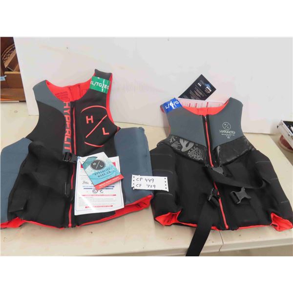 2 New Hyperlite Life Jackets Sizes XL & LG 
