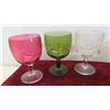 Image 2 : 5 Colored Glass Glasses, 4 Dessert Bowls Ribbed Swirl 