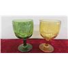 Image 3 : 5 Colored Glass Glasses, 4 Dessert Bowls Ribbed Swirl 