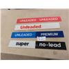Image 1 : 4 Gas Pump Signs : 3 Fiberglass , 'Super No Lead' is Glass 3 1/2'' 