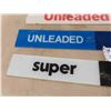 Image 2 : 4 Gas Pump Signs : 3 Fiberglass , 'Super No Lead' is Glass 3 1/2'' 