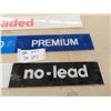 Image 3 : 4 Gas Pump Signs : 3 Fiberglass , 'Super No Lead' is Glass 3 1/2'' 