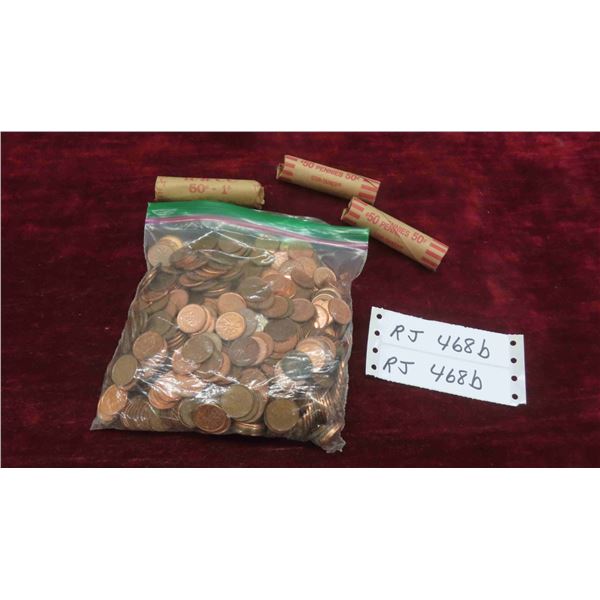 Bag Full of Canadian + American Pennies