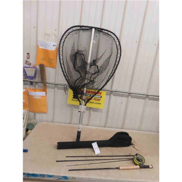 Large Telescoping Fishing Net , Wind River Fly Rod and Reel with Case