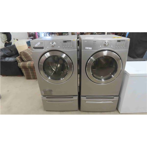 LG Trom Stainless Washer and Dryer Set Both with Storage Drawer 