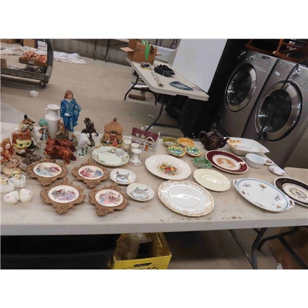 Blue Boy Ceramic Figurine , China Plates , Serving Bowls, Puppy and Horse