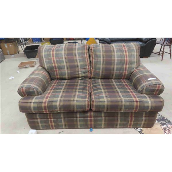 Plaid Pattern Comfy Couch 68'' 
