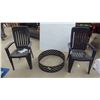 Image 1 : 2 Patio Chairs , New Fire Ring 8'' H x 29'' Across 
