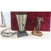Image 1 : Brass Golfer Pen Set 10'' H , Lamp with Pearl Style Finish Shade