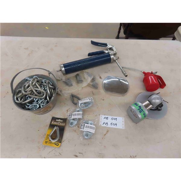 Oil Can, Grease Gun, Stick On Convex Mirror, New Bolts, Fasteners,