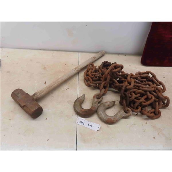 8 Pound Sledge Hammer , 18ft Logging Chain with 2 1/2'' Links 