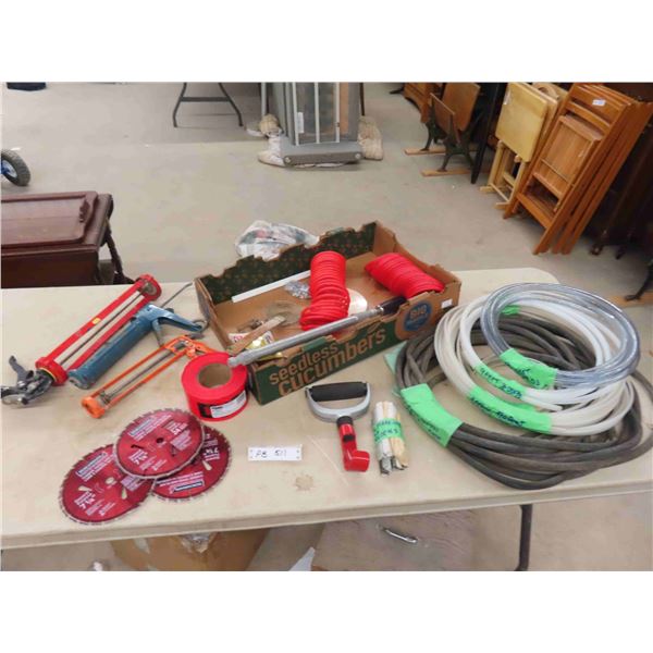 40ft 200 PSI Rubber Hose , 90ft 1/4'' Tubing , 3 New 7 1/4'' Saw Blades, 