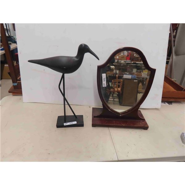 Gentlemens Mirror 22'' x 16'' , Sand Bird Ornament