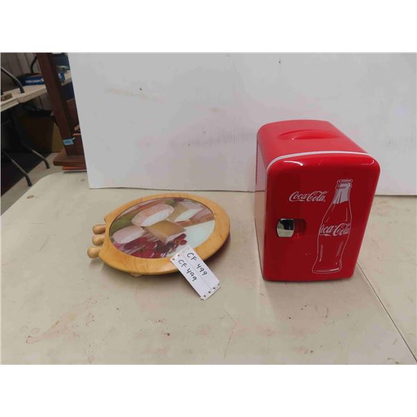 Personal Coca Cola Fridge No Power Cord, Cheese Cutting Board/