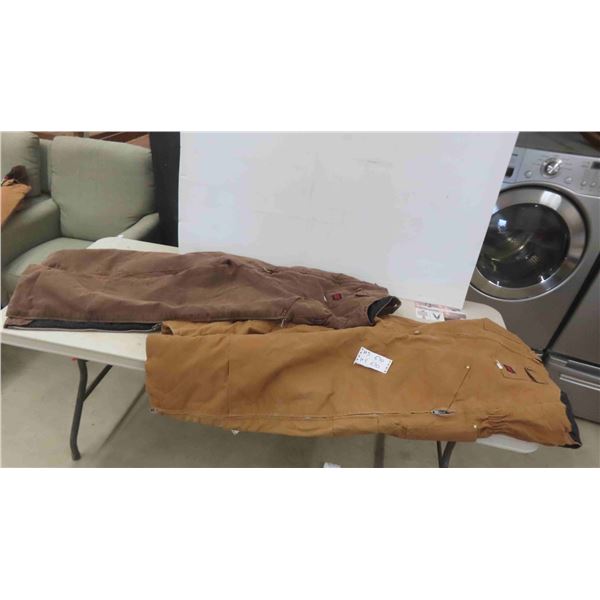 2 Pairs of Tough Duck Canvas Lined Overalls Sizes 2XL & XL 