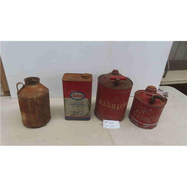 Esso 1 Gallon Oil Can , 2 Galvanized Gas Cans & More 