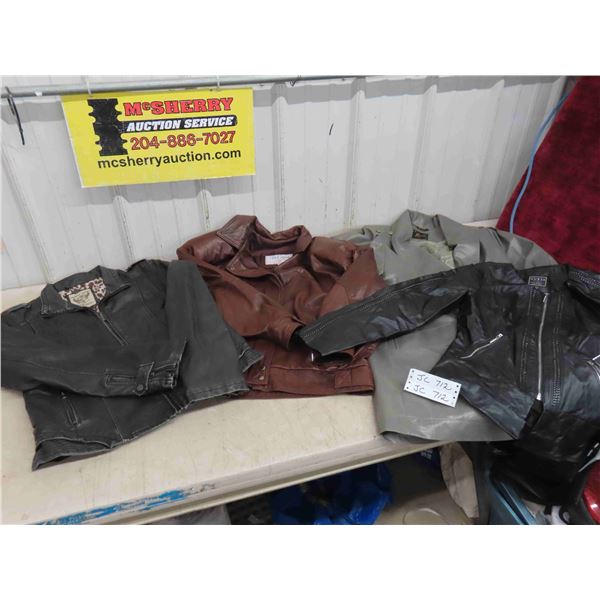 4 Ladies Leather/Leather Like Jackets Some with Tags On Sizes Small &