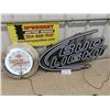 Image 1 : Budlight Sign 31'' x 18'' (Flashes) , Harley Davidson Neon Clock , Interior
