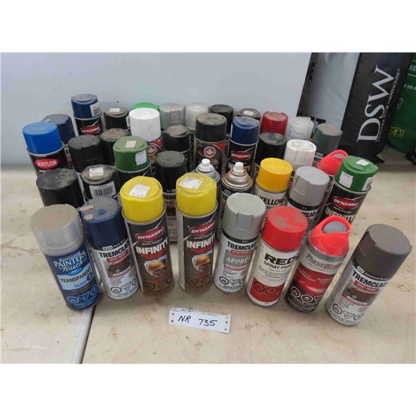 36 Cans of Spray Paint - Mostly All Full 