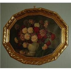 Old Rose Print in ornate gold frame