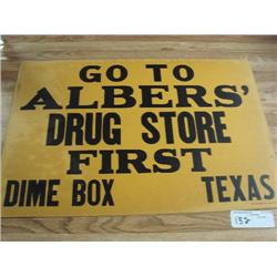 Adv. Sign-Albert's Drug Store-Dime Box