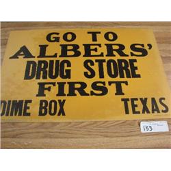 Adv. Sign-Albert's Drug Store-Dime Box