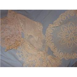 Linens, hand crocheted.