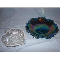 Carnival Glass & Hobnail nappy