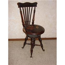 Piano chair w/glass ball & claw feet