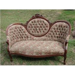Victorian sofa, wood carved, tapestry.