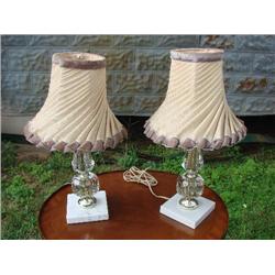 Pr. of Boudoir lamps,marble base,shades